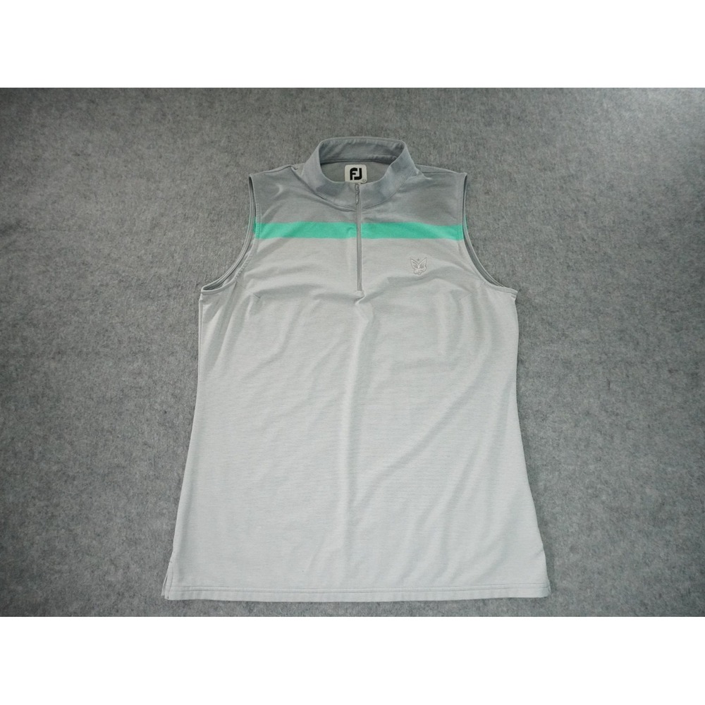 Footjoy Vest Womens Large 1/4 Zip Gray Sleeveless Golf Performance Golf‎